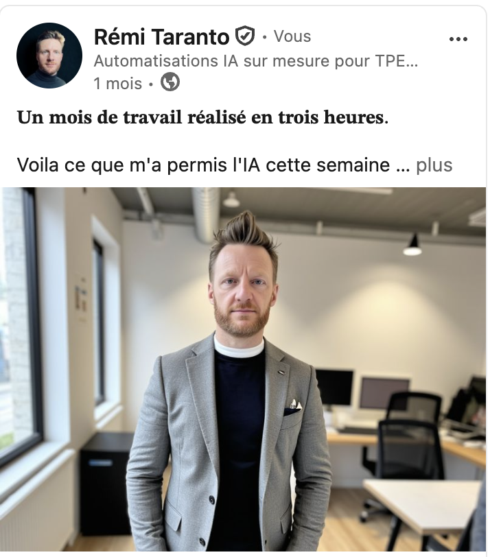 Un mois de travail réalisé en trois heures